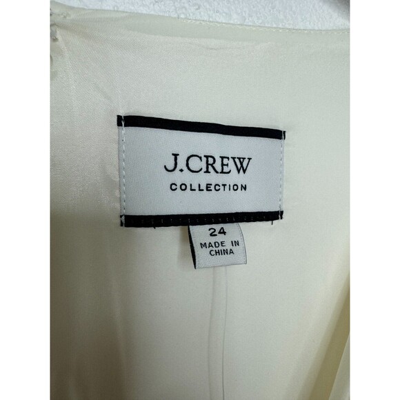 J.Crew Size 24 Cutout Puff Sleeve Sheath Dress In Cotton Twill Ivory Lined NWT - Picture 10 of 16